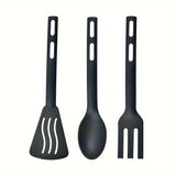 3pcs/set, Integrated Nylon Kitchenware Three Piece Set, Kitchen Cooking Non Stick Pot, Spatula, Rice Spoon, Fork, Travel Camping Portable Tableware Set