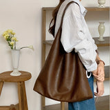 solvbao  Trendy Large Capacity Shoulder Bag, PU Leather Solid Color Underarm Bag, Perfect Armpit Bag For Daily Use