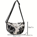 Trendy Printed Crossbody Bag, All-match Nylon Dumpling Bag, Street Sports Travel Shoulder Bag