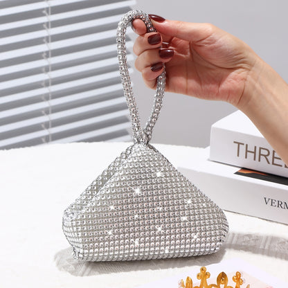 solvbao  Glitter Rhinestone Evening Bag, Luxury Triangle Clutch Purse, Sparkly Handbag For Wedding Party Prom Banquet