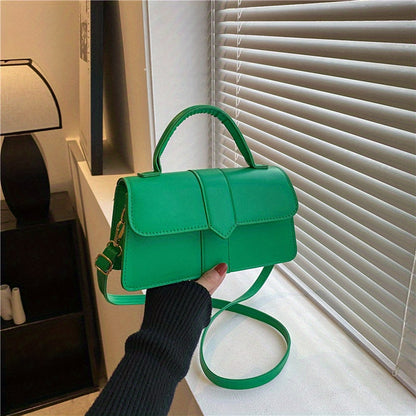 solvbao  Retro Solid Color Crossbody Bag, Fashion Casual PU Leather Square Handbag, Women's Simple Versatile Shoulder Bag & Purse