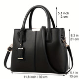 Women's Elegant Tote Satchel Bag, Faux Leather Shoulder Bag, Versatile Handbag For Work