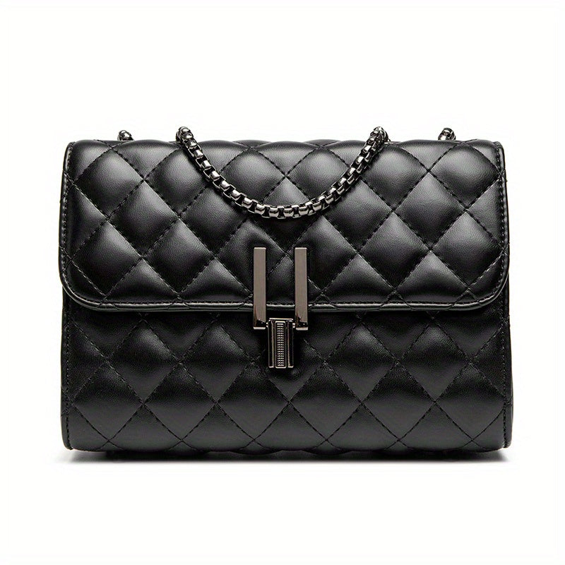 Trendy Square Shoulder Bag, Quilted Detail Chain Bag, All-Match Crossbody Bag, Flap Purse