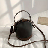 Vintage Suede Bucket Bag, Small Stylish Crossbody Bag, Women's Fashion Snap Button Handbags