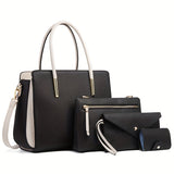 4pcs Simple Handbag Set For Women, Fashion Large Capacity Tote Bag With Crossbody Bag, Clutch Bag And Credit Card Holder