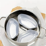 3pcs Stainless Steel Steamer Set - Fan-Shaped, Multi-Compartment Steaming Box with Tray & Divider for Kitchen and Dining