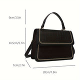 solvbao  Trendy Crocodile Pattern Crossbody Bag, Solid Color Square Flap Handbag, Perfect Shoulder Bag For Daily Use