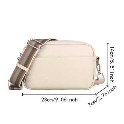 solvbao  Trendy Square Crossbody Bag, Litchi Pattern Shoulder Bag, Women's PU Leather Zipper Purse