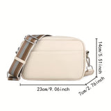 solvbao  Trendy Square Crossbody Bag, Litchi Pattern Shoulder Bag, Women's PU Leather Zipper Purse