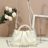 solvbao  Trendy Pleated Cloud Handbag, Elegant Faux Pearls Handle Bag, Perfect Shoulder Bag For Every Occasion