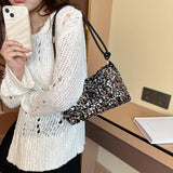 1pc Girl's Fashion Texture Bag, New Style Sequin Shoulder Shining Handbag