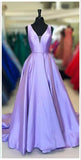 kamahe Simple Purple Satin Long Prom Dress Purple Formal Dress, Graduation School Party Gown