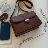 Trendy PU Leather Square Crossbody Bag, Solid Color Flap Shoulder Bag, Perfect Messenger Bag For Daily Use