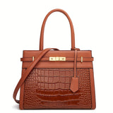 3pcs Crocodile Pattern Bag Set, Fashion Retro Tote Bag With Crossbody Bag And Mobile Phone Purse