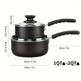 2-Piece Non-Stick Sauce Pan Set, 1 Qt & 2 Qt Saucepans with Lids, Oven Safe, Black