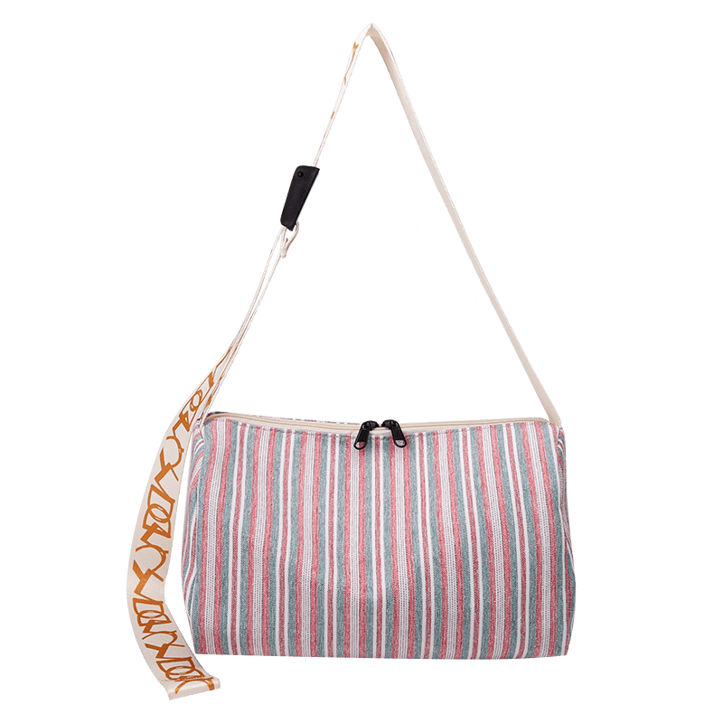 solvbao  Vintage Striped Pattern Shoulder Bag, Ethnic Zipper Crossbody Bag, Women's Bohemian Travel Bag