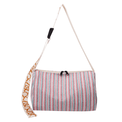 solvbao  Vintage Striped Pattern Shoulder Bag, Ethnic Zipper Crossbody Bag, Women's Bohemian Travel Bag