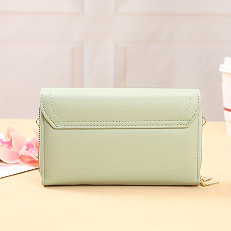 solvbao  Trendy Long Wallet For Women, Buckle Decor Crossbody Bag, Fashion Flap Square Purse