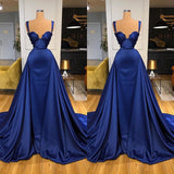 kamahe Chic Royal Blue Straps Sweetheart Prom Dress Overskirt Long