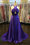 kamahe Custom Made Unique Backless Purple Satin Long Prom Dress, Backless Purple Formal Dress, Purple Evening Dress