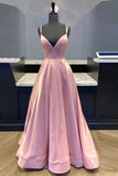 kamahe Custom Made V Neck Backless Pink Prom Dress, Backless Pink Formal Dress, Simple Pink Evening Dress