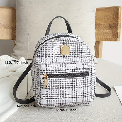 solvbao  1pc New Plaid Stylish Backpack, Multi-functional Casual Plaid Backpack, Trendy Sweet Crossbody Bag, Cute Double Shoulder Bag, Mobile Phone Bag, Camera Bag, Lipstick Bag