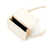 solvbao  Trendy Minimalist Straw Square Bag, Stitching Flap Shoulder Bag, All-Match Crossbody Bag