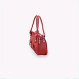 solvbao Red Vintage Satchel Bag, Classic Textured Double Zipper Handbag, All-Match Pu Leather Bag