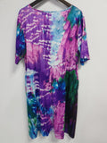 Plus Size Tie Dye Charm - Womens Casual Henley Dress with Stretch & Pockets for a Flattering Fit