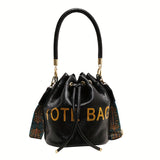 solvbao Retro Bucket Bag For Women, Oil Wax Leather Crossbody Bag, Drawstring Shoulder Bag With Wide Strap