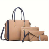 4pcs Simple Handbag Set For Women, Fashion Large Capacity Tote Bag With Crossbody Bag, Clutch Bag And Credit Card Holder