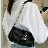 Vintage Punk Style Shoulder Bag, Trendy PU Underarm Bag, Women's Fashion Handbag & Baguette Purse