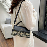 Trendy Letter Square Crossbody Bag, PU Leather Flap Shoulder Bag, Perfect Sling Bag For Daily Use