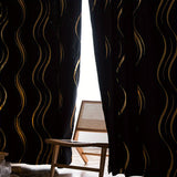 1pc Golden Black Blackout Curtain For Study Room Kitchen Living Room Dorm Room Bedroom Accessories Room Decor Home Decor