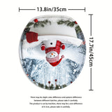 4pcs Snowman Shower Curtain - Waterproof Christmas Curtain Set With Non-Slip Rugs, Toilet U-Shape Mat, Toilet Seat Cover, Machine Washable Bathroom Decoration Curtain Set With 12 Hook, Christmas Theme Bathroom Accessories