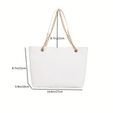 solvbao Trendy Geometric Woven Tote Bag, PU Leather Solid Color Shoulder Bag, Perfect Underarm Bag For Commuting