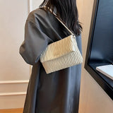 solvbao  Trendy Pleated Embossed Crossbody Bag, PU Leather Square Shoulder Bag, Perfect Underarm Bag For Daily Use