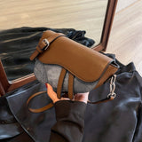 Trendy Color Blocking Saddle Bag, PU Leather Flap Shoulder Bag, Perfect Sling Bag For Daily Use