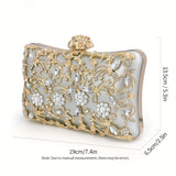 solvbao Hollow Rhinestone Evening Bag, Elegant Box Clutch Purse, Women's Handbags For Party Prom Wedding