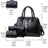 3pcs/set Top Handle Satchel Bag, Luxury Shoulder Tote Bag, Women's Casual Handbag, Crossbody Bag & Clutch Purse