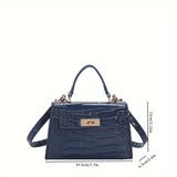 solvbao  Trendy Crocodile Pattern Crossbody Bag, Solid Color Flap Handbag, Perfect Shoulder Bag For Daily Use