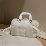 1pc Mini Cute Fluffy Crossbody Bag, Kawaii Plush Shoulder Bag, Women's Fashion Handbag & Purse