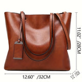 Women's Faux Leather Tote Bag, Large Capacity Shoulder Bag, Handbag