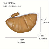 Trendy Croissant Zero Wallet, Waterproof Solid Color Coin Purse, Perfect Coin Bag For Daily Use