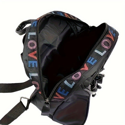 Trendy Colorful Letter Backpack, Nylon Material Zipper Knapsack, Perfect Daypack For Casual Travel And Daily Use