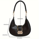 Trendy Hobo Bag For Women, Minimalist Shoulder Purse, Buckle Decor Crescent Bag & Handbag