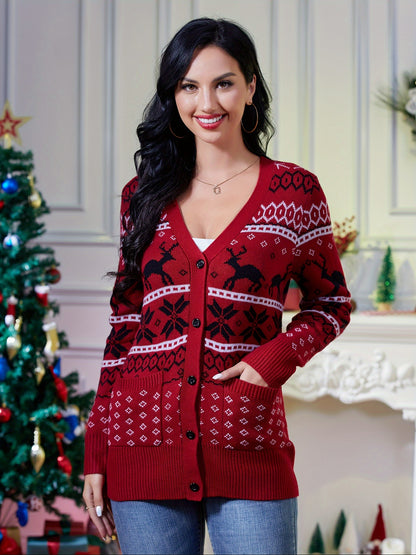 Women's Ugly Christmas Cardigans Button Down Open Front Knit Pullover Holiday Vacation Long Sleeve Cardigan Sweaters