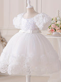 Toddler Girl's Sequin Flower Applique Tutu Dress for Wedding Birthday Party Baptism Christmas Ball Gown