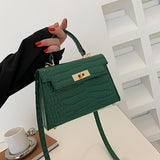 solvbao  Trendy Crocodile Pattern Crossbody Bag, Solid Color Flap Handbag, Perfect Shoulder Bag For Daily Use