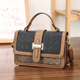 solvbao Trendy Geometric Pattern Mini Square Shoulder Bag, Top Handle Flap Crossbody Bag For Women